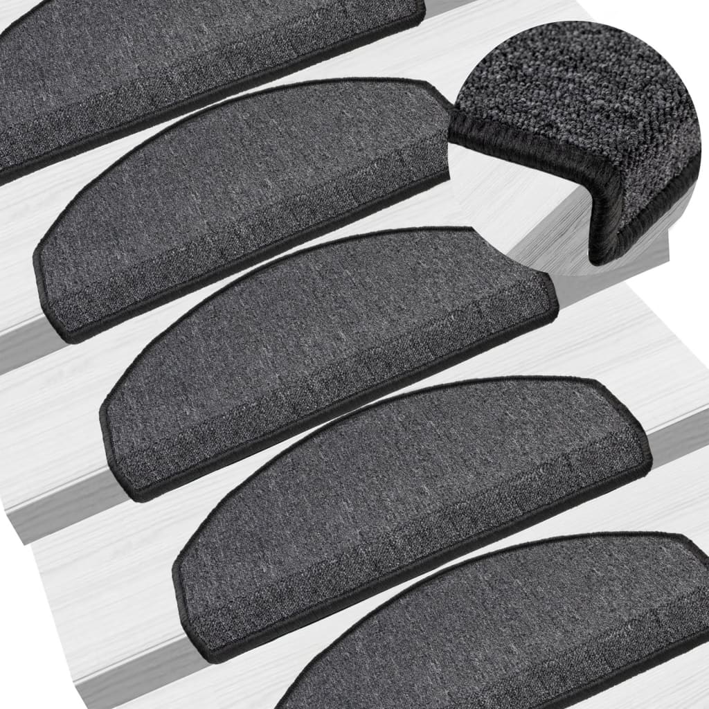 Stair Mats 15 pcs 65x24x4 cm Anthracite Half Round Large