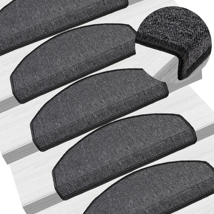 Stair Mats 15 pcs 65x24x4 cm Anthracite Half Round Large