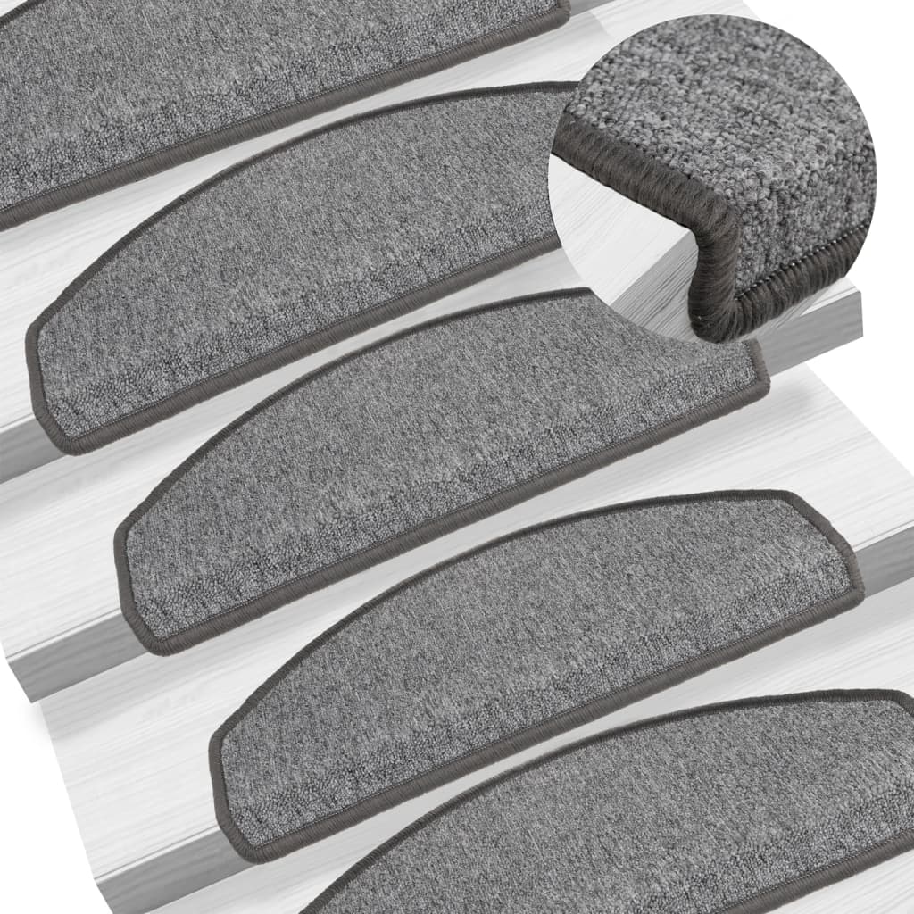 Stair Mats 15 pcs 65x24x4 cm Dark Grey Half Round Large