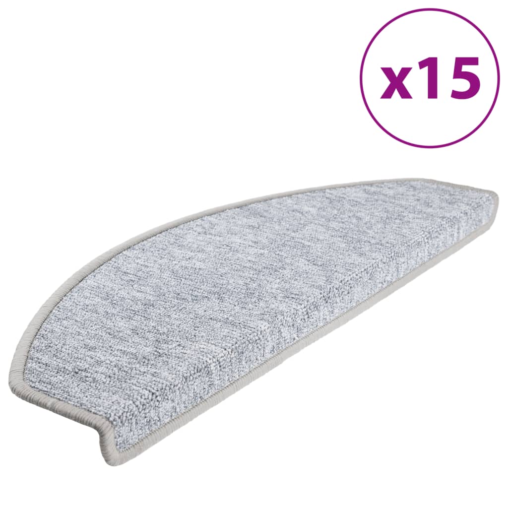 Carpet Stair Treads 15 pcs Light Grey 65x24x4 cm