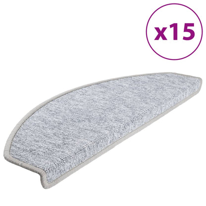 Carpet Stair Treads 15 pcs Light Grey 65x24x4 cm