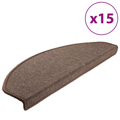 Stair Mats 15 pcs 65x24x4 cm Coffee Brown Half Round Large