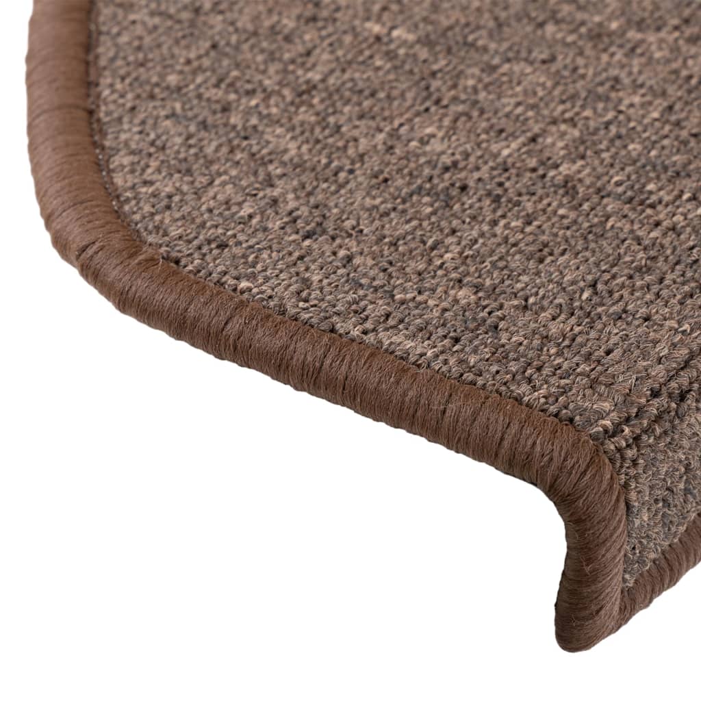 Stair Mats 15 pcs 65x24x4 cm Coffee Brown Half Round Large