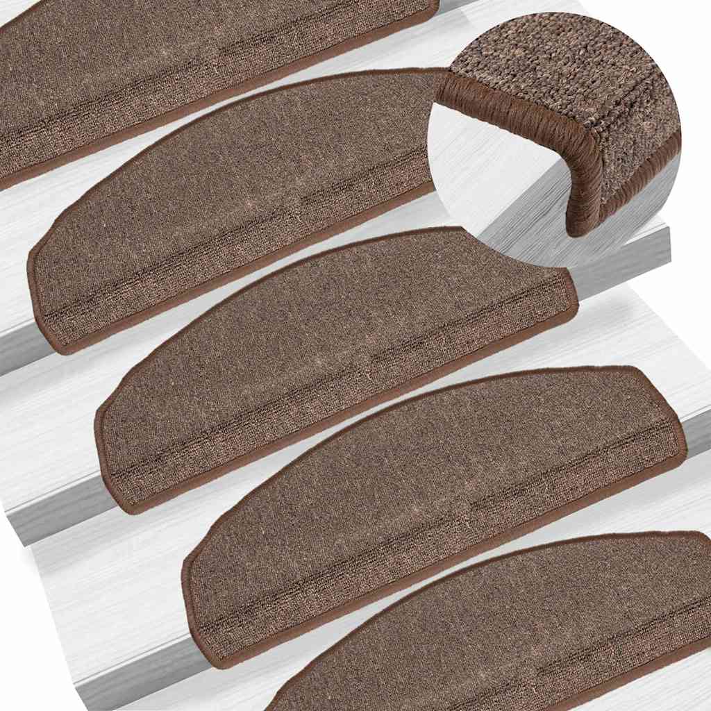 Stair Mats 15 pcs 65x24x4 cm Coffee Brown Half Round Large