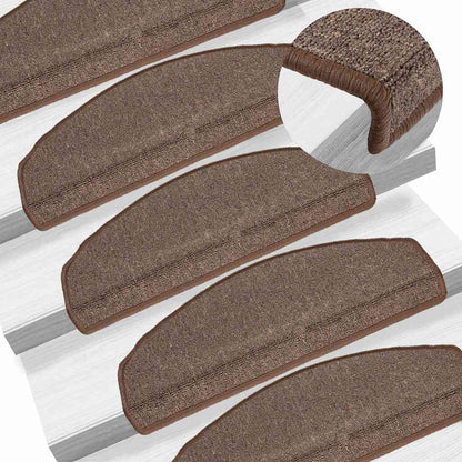 Stair Mats 15 pcs 65x24x4 cm Coffee Brown Half Round Large