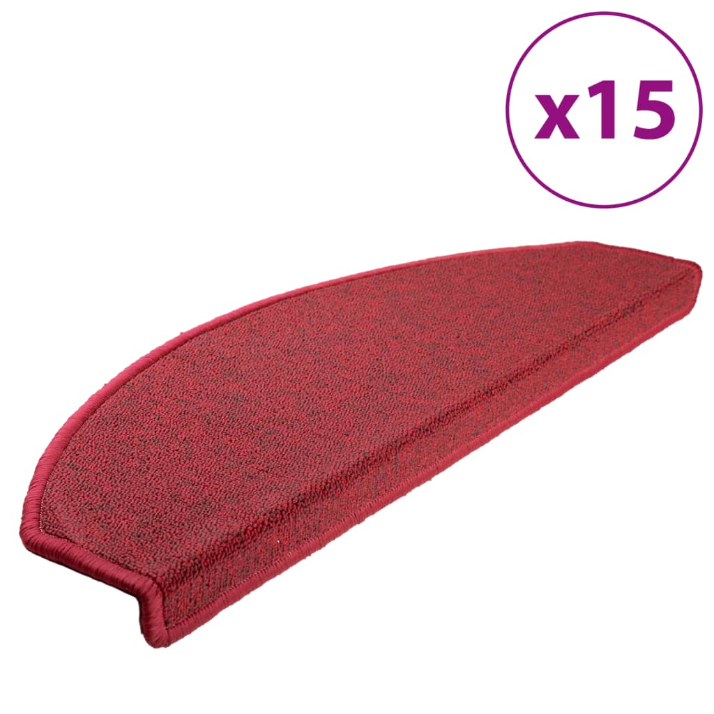 Stair Mats 15 pcs 65x24x4 cm Red Half Round Large