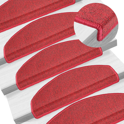Stair Mats 15 pcs 65x24x4 cm Red Half Round Large