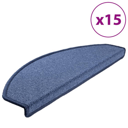 Carpet Stair Treads 15 pcs Blue 65x24x4 cm