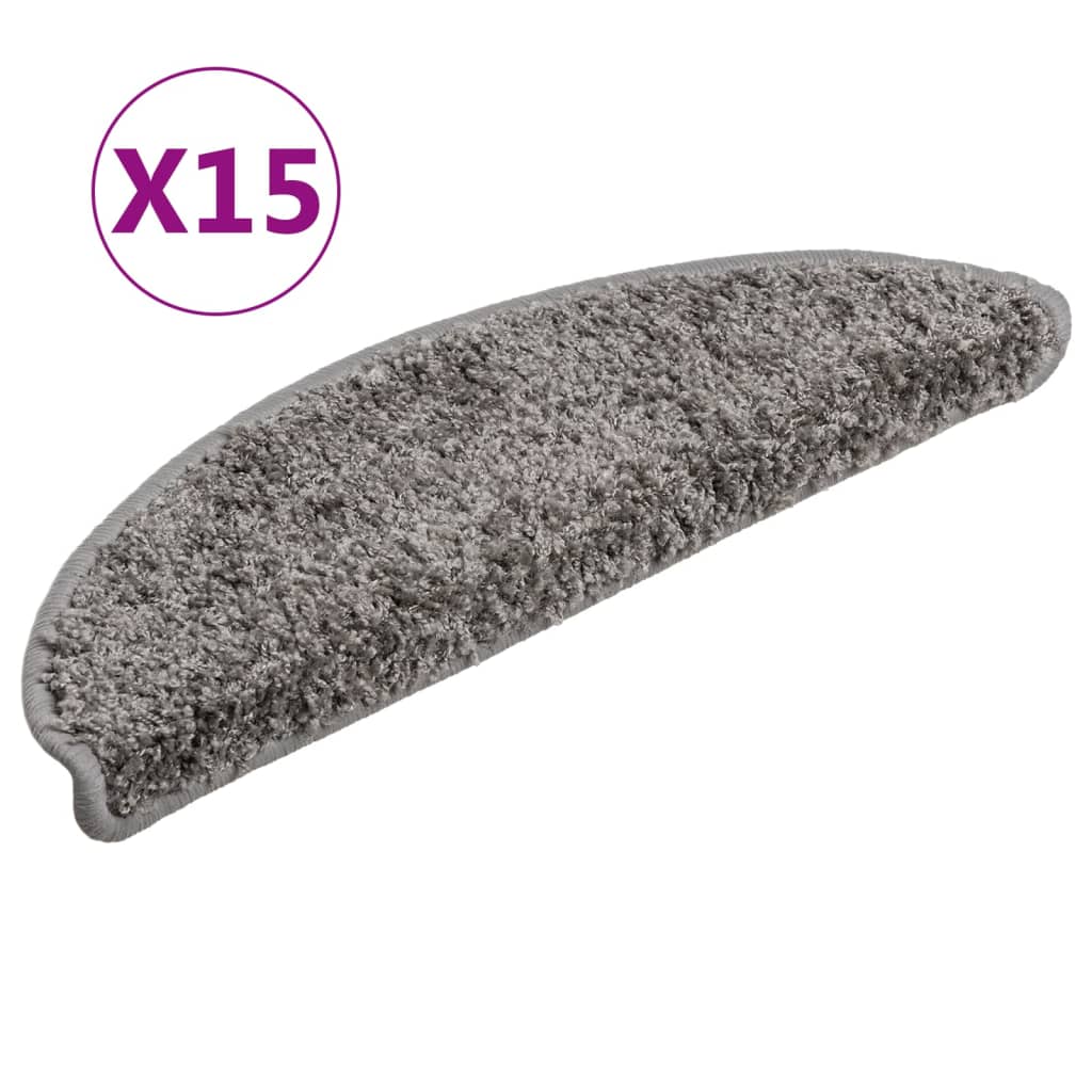 Stair Mats 15 pcs 56x17x3 cm Grey Half Round