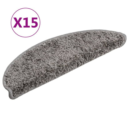 Stair Mats 15 pcs 56x17x3 cm Grey Half Round