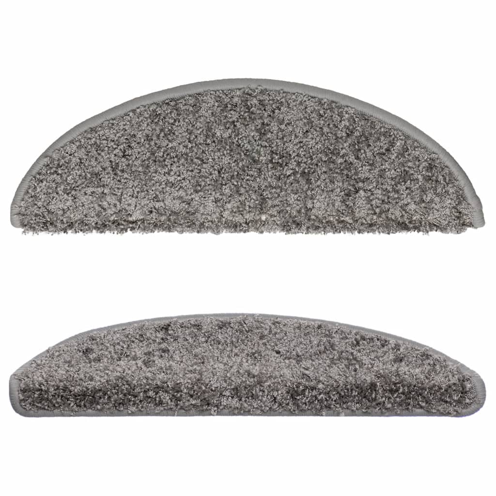 Stair Mats 15 pcs 56x17x3 cm Grey Half Round