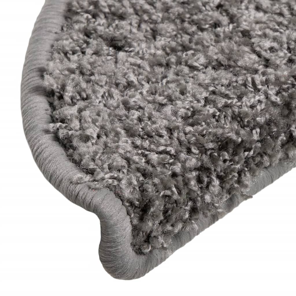 Stair Mats 15 pcs 56x17x3 cm Grey Half Round