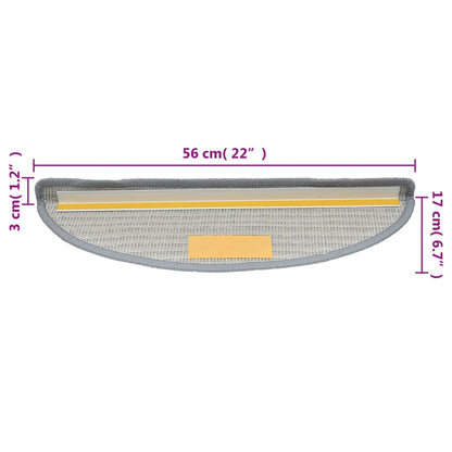 Stair Mats 15 pcs 56x17x3 cm Grey Half Round
