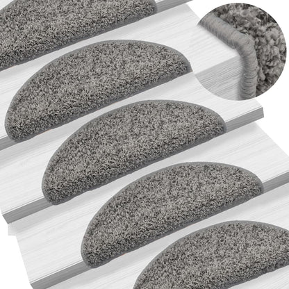 Stair Mats 15 pcs 56x17x3 cm Grey Half Round