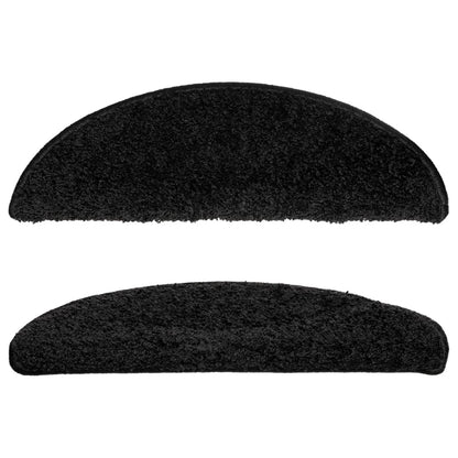 Stair Mats 15 pcs 56x17x3 cm Black Half Round