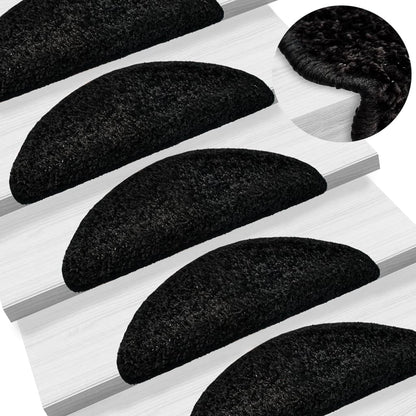 Stair Mats 15 pcs 56x17x3 cm Black Half Round