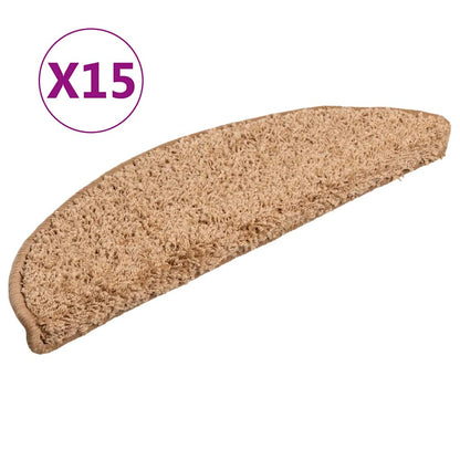 Stair Mats 15 pcs 56x17x3 cm Beige Half Round