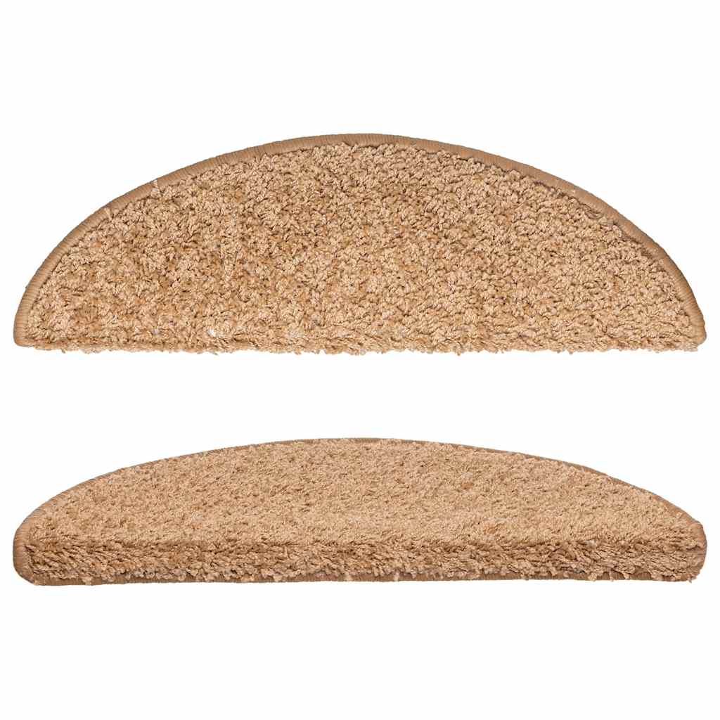 Stair Mats 15 pcs 56x17x3 cm Beige Half Round