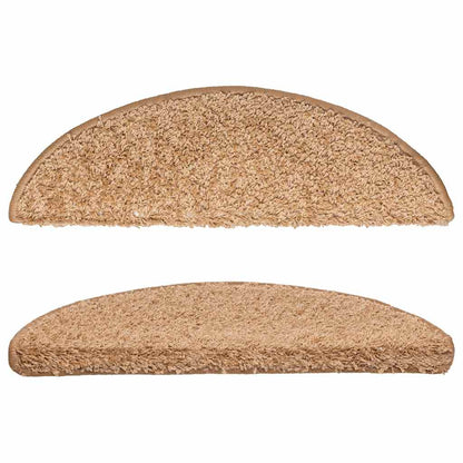 Stair Mats 15 pcs 56x17x3 cm Beige Half Round