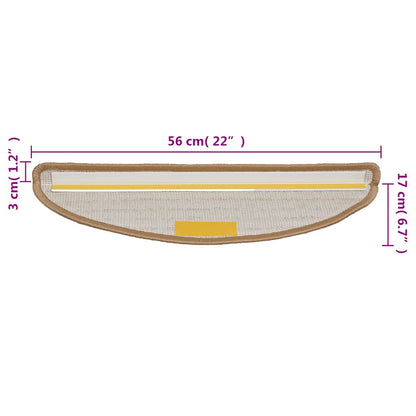 Stair Mats 15 pcs 56x17x3 cm Beige Half Round