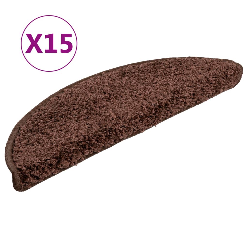 Stair Mats 15 pcs 56x17x3 cm Brown Half Round