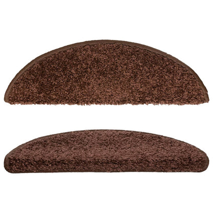 Stair Mats 15 pcs 56x17x3 cm Brown Half Round