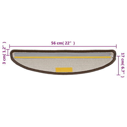 Stair Mats 15 pcs 56x17x3 cm Brown Half Round