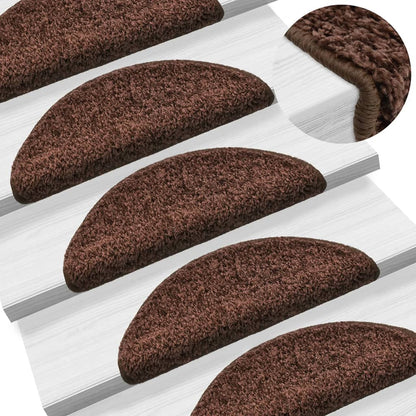 Stair Mats 15 pcs 56x17x3 cm Brown Half Round