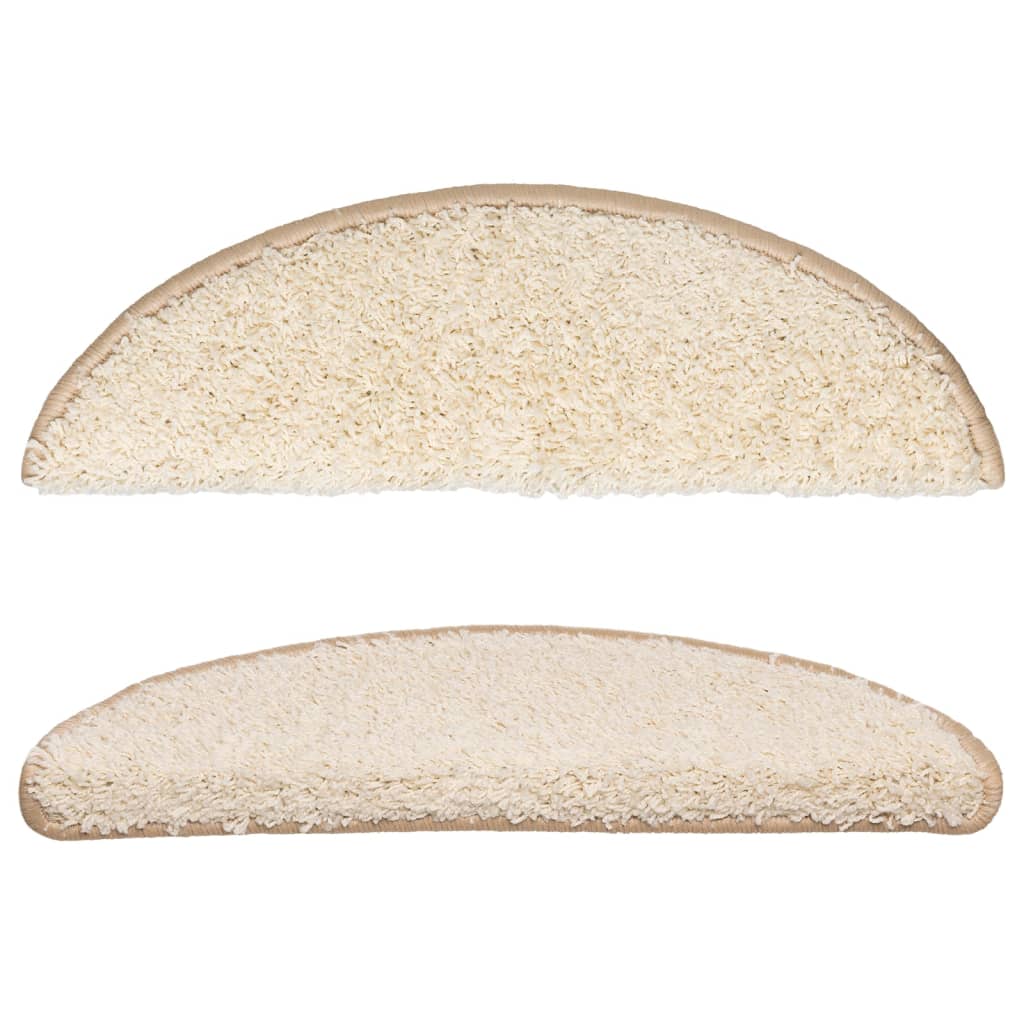 Stair Mats 15 pcs 56x17x3 cm Cream Half Round