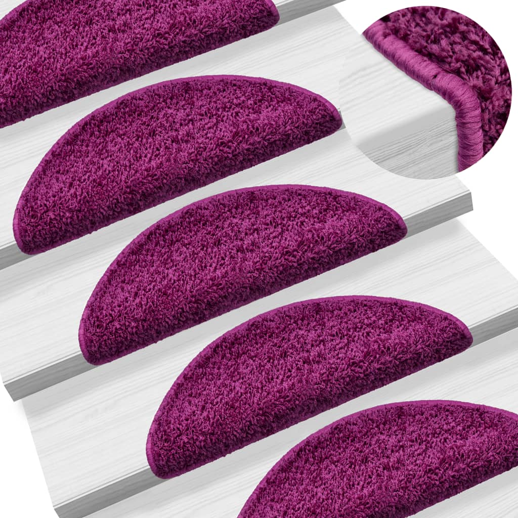 Stair Mats 15 pcs 56x17x3 cm Violet Half Round