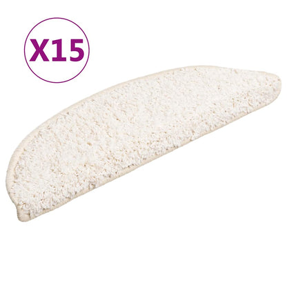 Stair Mats 15 pcs 56x17x3 cm White Half Round