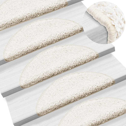 Stair Mats 15 pcs 56x17x3 cm White Half Round