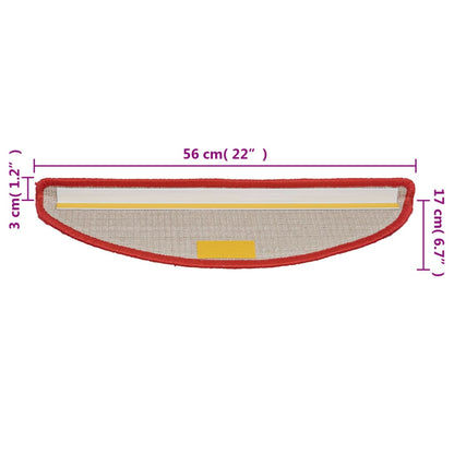 Stair Mats 15 pcs 56x17x3 cm Red Half Round