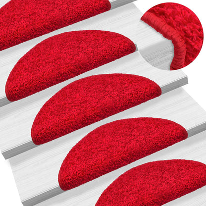 Stair Mats 15 pcs 56x17x3 cm Red Half Round