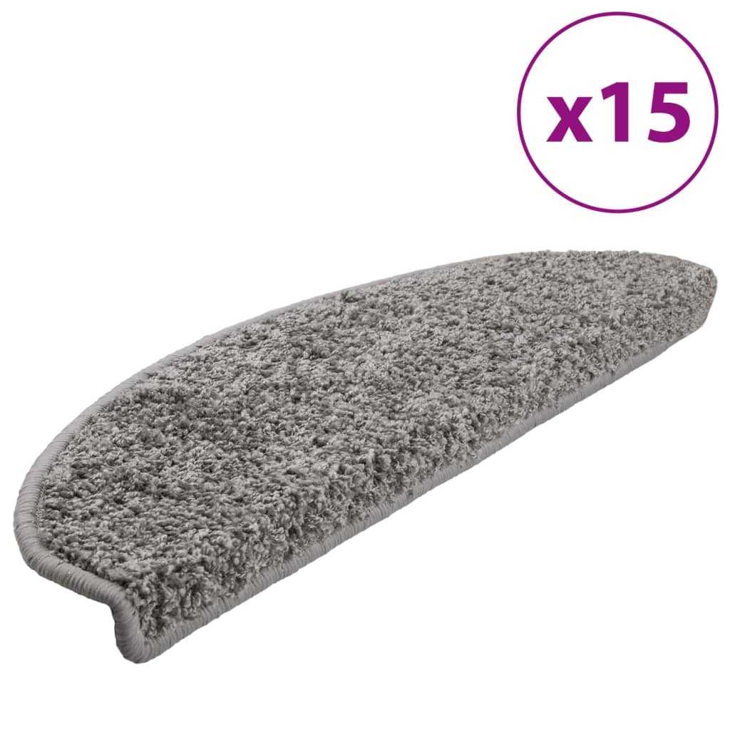 Stair Mats 15 pcs 65x21x4 cm Grey Half Round Large