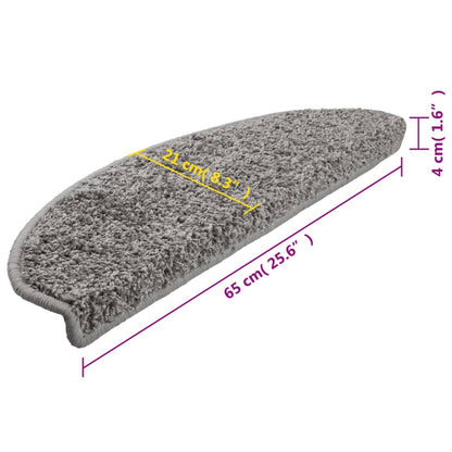 Stair Mats 15 pcs 65x21x4 cm Grey Half Round Large
