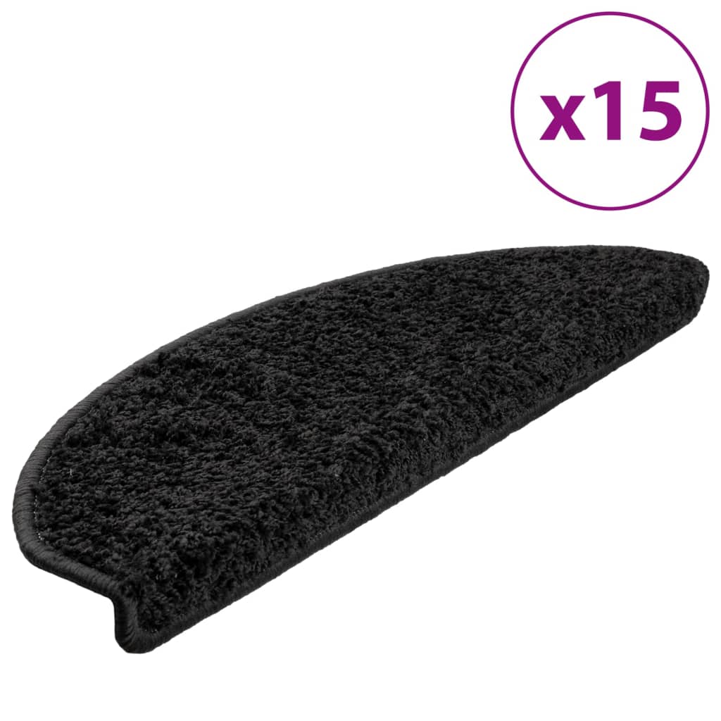 Stair Mats 15 pcs 65x21x4 cm Black Half Round Large