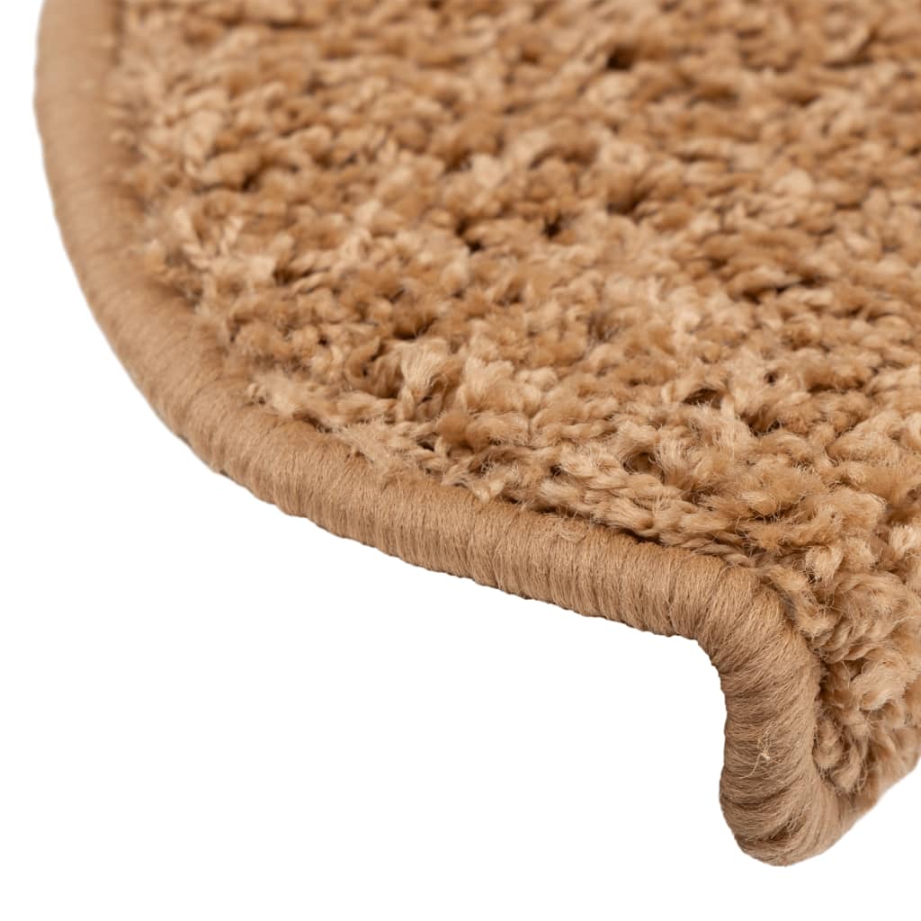 Stair Mats 15 pcs 65x21x4 cm Beige Half Round Large