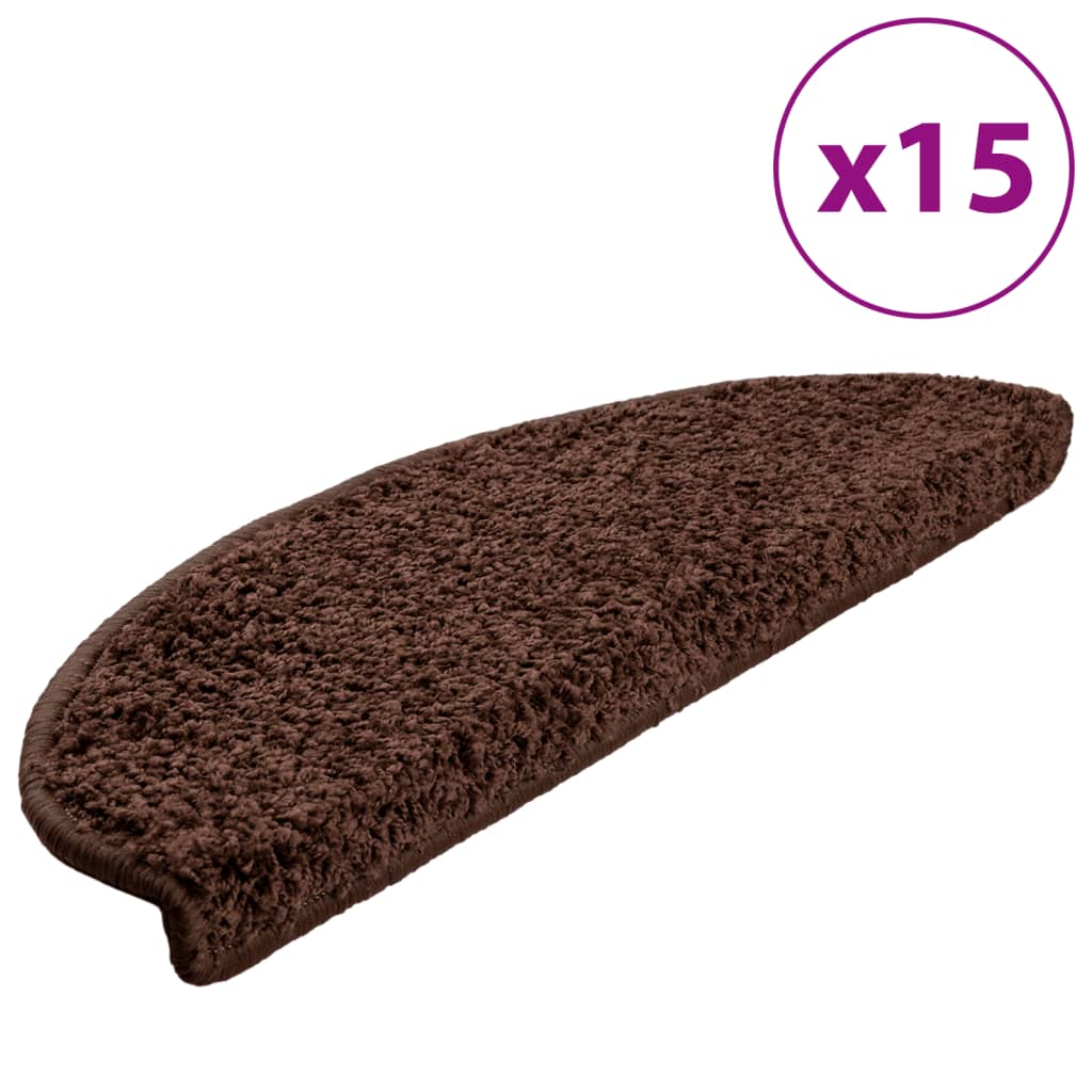Stair Mats 15 pcs 65x21x4 cm Brown Half Round Large