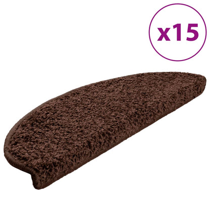 Stair Mats 15 pcs 65x21x4 cm Brown Half Round Large