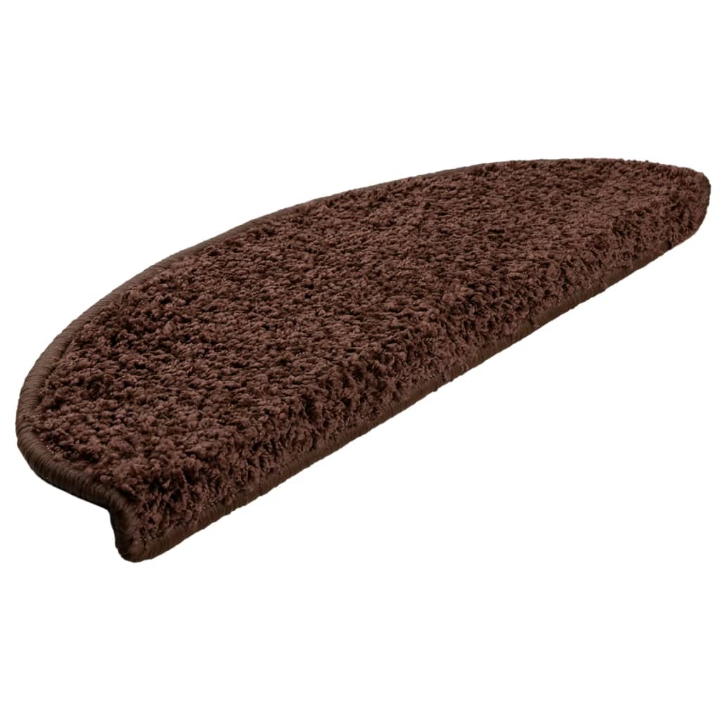 Stair Mats 15 pcs 65x21x4 cm Brown Half Round Large