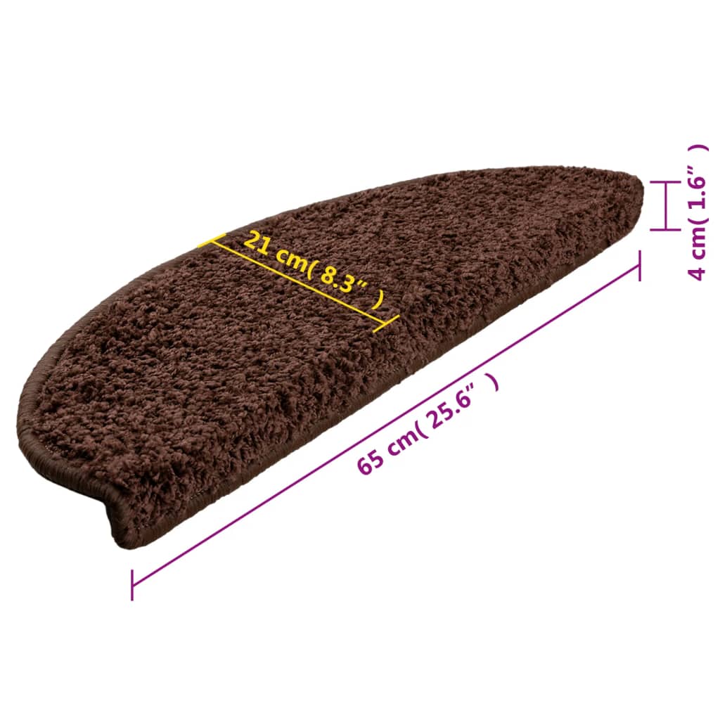 Stair Mats 15 pcs 65x21x4 cm Brown Half Round Large