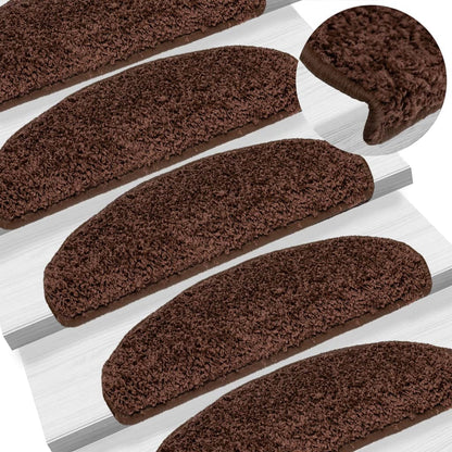 Stair Mats 15 pcs 65x21x4 cm Brown Half Round Large