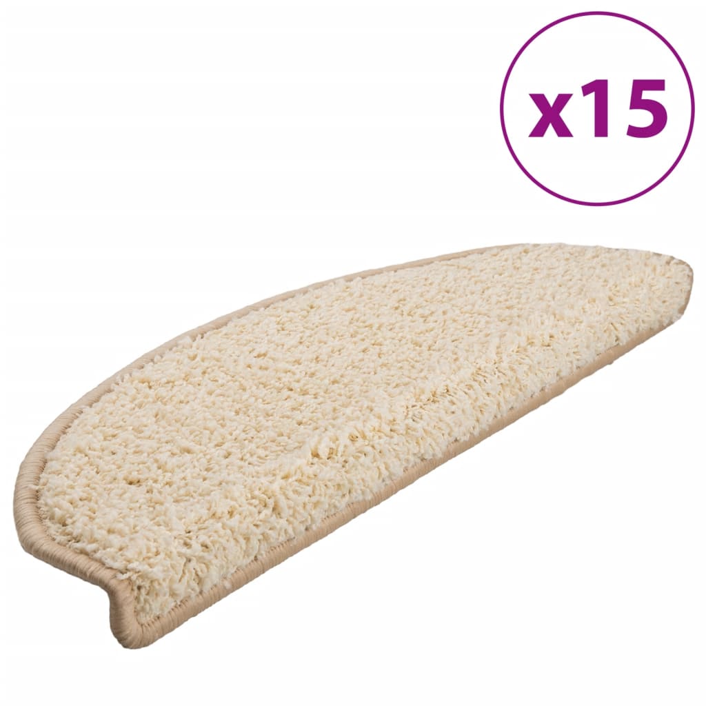 Stair Mats 15 pcs 65x21x4 cm Cream Half Round Large