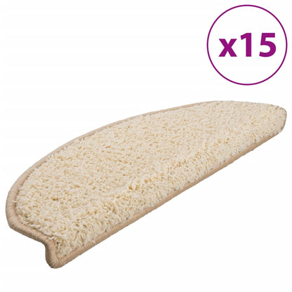 Stair Mats 15 pcs 65x21x4 cm Cream Half Round Large