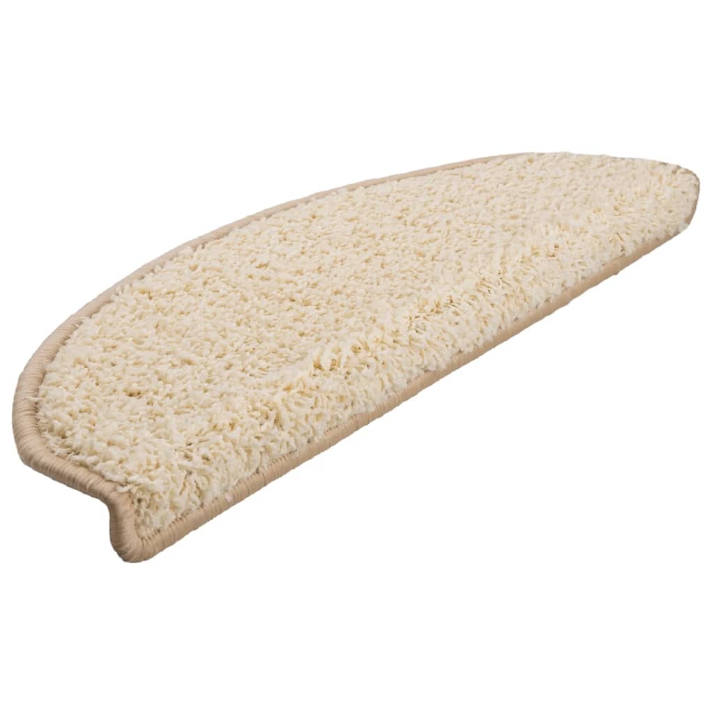 Stair Mats 15 pcs 65x21x4 cm Cream Half Round Large