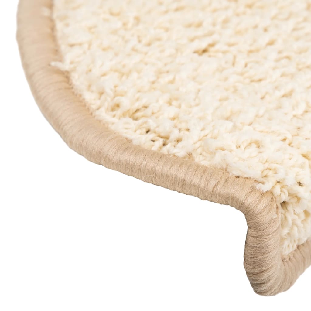Stair Mats 15 pcs 65x21x4 cm Cream Half Round Large