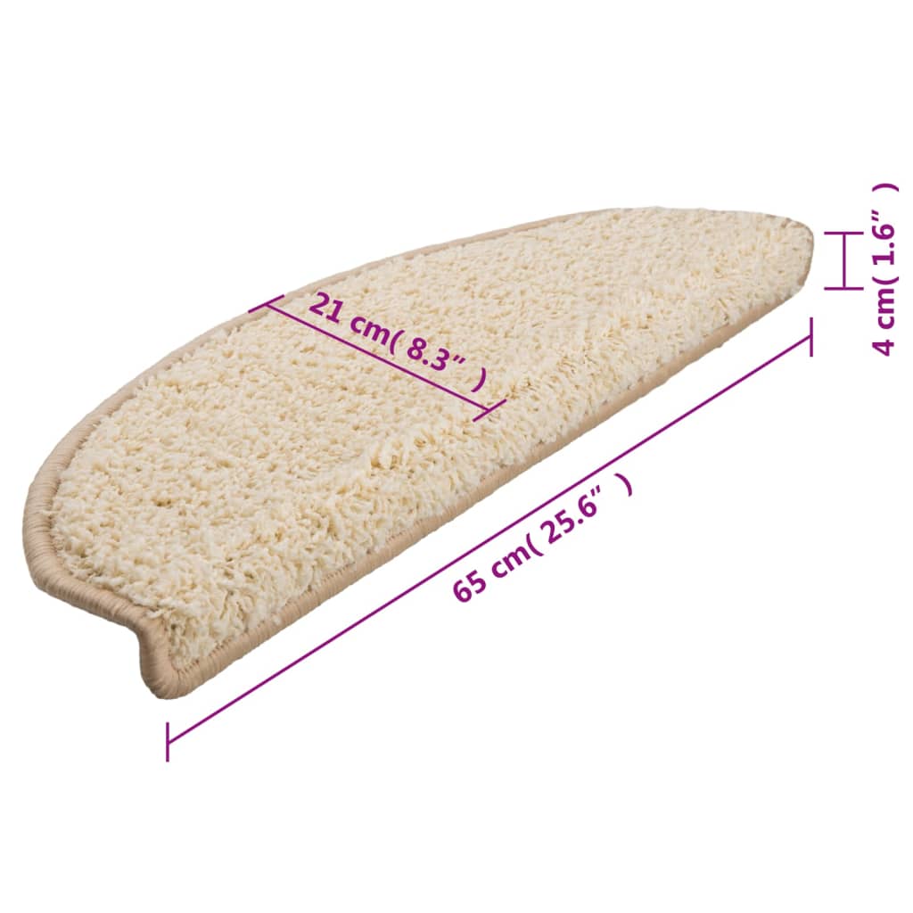 Stair Mats 15 pcs 65x21x4 cm Cream Half Round Large