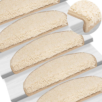 Stair Mats 15 pcs 65x21x4 cm Cream Half Round Large