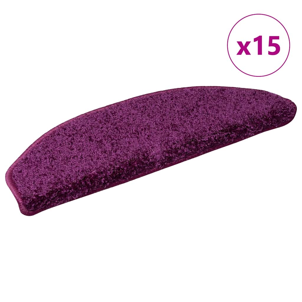 Stair Mats 15 pcs 65x21x4 cm Violet Half Round Large